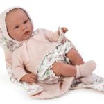 Papusa Julieta 46 cm - costum roz cu flori ASI