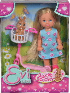 Simba papusa Evi cu epuras pe bicicleta 12cm