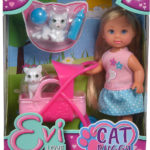 Simba papusa Evi cu pisici la plimbare 12cm