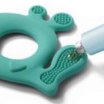 Inele dentitie din silicon WHALE PABLO albastru BabyOno - imagine 3