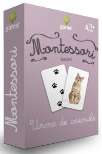 Carti de joc Montessori. Urme de animale. GAMA.