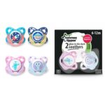 Suzeta Basics Glow Dark latex (6-12 luni) 2 buc. (asortiment) Tommee Tippee