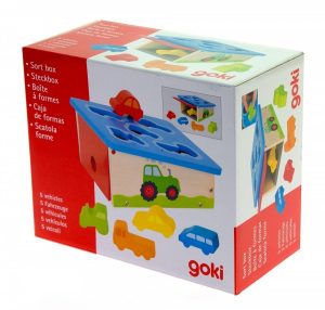 Joc sortat masinute din lemn 5 buc Sort box GOKI - imagine 2