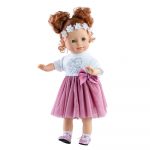 Papusa Ana rochie alb/roz PAOLA REINA