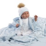 Papusa Samuel 46cm in costum albastu si plapuma ASI