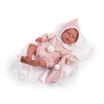 Papusa Manuela 46cm in costum roz si caciula ASI