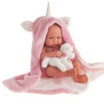 Papusa Nica cu plapuma roz 42 cm Unicorn Antonio Juan