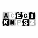 Puzzle moale "litere" 10buc. Gri, albastru BabyOno