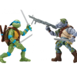 Set Figurine Testoasele Ninja Leonardo vs Rocksteady 15 cm cu articulatii TMNT