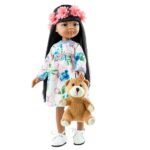 Imbracaminte Rochie cu flori + banda roz MEILY 32 CM 04453