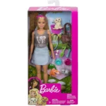 Set joc Papusa Barbie Blonde cu animale de companie MATTEL
