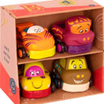 Set de joaca Parc Auto cu 4 masinute cu inertie Battat