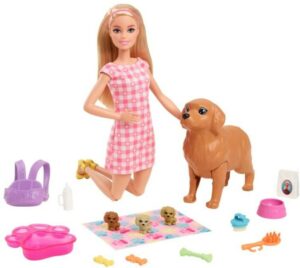 Set de joc Barbie® Papusa si catalusi nou-nascuti MATTEL — изображение 2