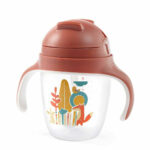 Cupa de baut cu un paie ponderat roz. Babyono