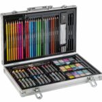 Set creativ desen multifunctional in cutie de metal argintiu 79 de piese Grafix