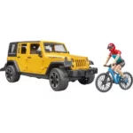 Jeep Wrangler Rubicon Unlimited, cu bicicleta MTB si ciclist - Bruder