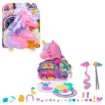 Set de joc Polly Pocket Rainbow Unicorn Salon cu 2 papusi micro cu accesorii MATTEL