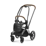 Baza roti Priam Frame & Seat Hardpa Chrome Brown -hrom cu maner cafeniu CYBEX