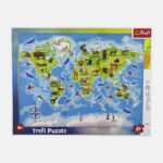 Puzzle - 25 Frame - World map with animals Trefl