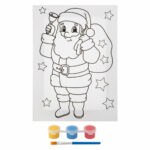 Set de pictat de Craciun - Canvas Mos Craciun - 3 culori + pensula - 20x15cm Grafix - imagine 2