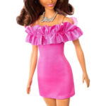 Papusa Barbie Fashionista Bruneta in rochie fucsie MATTEL — изображение 3