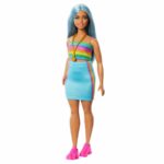 Papusa Barbie Fashionista #218, cu par azuriu MATTEL