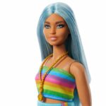 Papusa Barbie Fashionista #218, cu par azuriu MATTEL - imagine 3