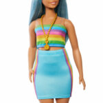 Papusa Barbie Fashionista #218, cu par azuriu MATTEL - imagine 4