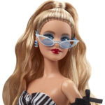 Papusa Barbie de colectie 65 Anniversary blonda in rochie alb-negru MATTEL - imagine 3