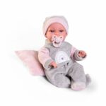 Papusa Toneta 33 cm in solopeta gri/roz Antonio Juan