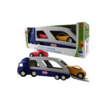 Set Camion transportor auto mare cu 2 masinute albastru-gri Little Tikes