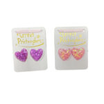 Cercei Glitter Heart Clip on Earrings assorted Great Pretenders