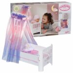 Pat Baby Annabell pentru papusi cu baldachin, stele luminoase ZAPF