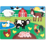 Puzzle din lemn - Animale domestice, 8 buc Melissa and Doug