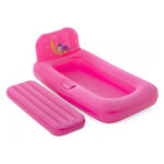 Saltea gonflabila pentru copii cu spatar si iluminare roz 1.32mx76cmx46cm Bestway