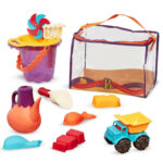 Set de joaca in geanta transparenta pentru nisip Caldarusa cu accesorii BATTAT