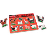 Puzzle din lemn cu sunete - Ferma, 8 piese Melissa and Doug