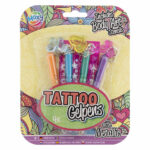Set creativ,4 pixuri cu gel si sabloane pentru tatuaje, Tattoo Gelpens Metallic GRAFIX