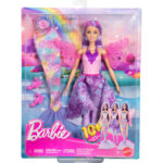 Papusa Barbie Fantasy Fashion cu Accesorii, Coada De Sirena, Aripi De Zana si Coliere Mattel