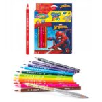 Set creioane colorate triunghiulare 12 buc+ascutitoare Jumbo Spiderman Disney Colorino