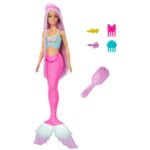 Papusa sirena cu par mov si coada roz Dreamtopia Barbie MATTEL