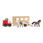 Trailer lemn cu figurine cai Melissa&Doug - imagine 3