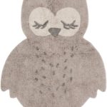 Covoras copii bufnita Pepa bej 120x95cm Nattiot