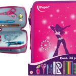 Penar MAPED Girly 2 sectii cu accesorii, blister