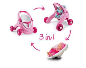 Smoby Cărucior pentru păpuși 3in1 MINIKISS roz - imagine 2