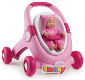 Smoby Cărucior pentru păpuși 3in1 MINIKISS roz