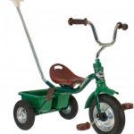 Bicicleta 3 roti cu maner detasabil + cos spate verde/viseniu Italtrike