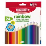 Creioane color cu ascutitoare 24 culori Rainbow Fibracolor