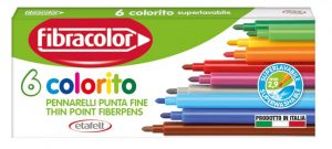 Carioci 6 culori lavabile Fibracolor