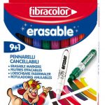 Carioci 9+1 culori Erasable Fibracolor